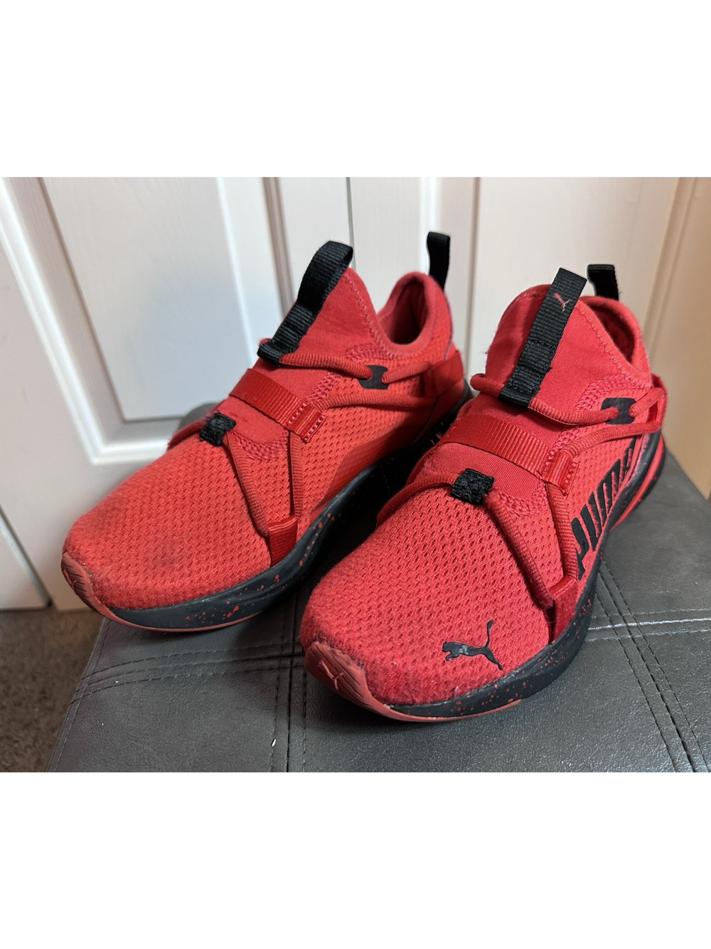 Kids Shoes Puma Softride Red Size 3.5Y Sneakers Pull On Soft Foam Athletic Youth